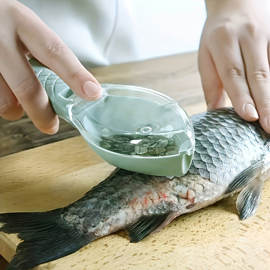 Kitchen Scale Remover with Storage Box - Easy-to-Clean Scraper, Efficient Fish Scale Cleaning Tool